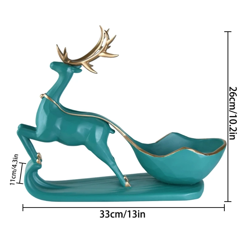

Deer Statue Sundries Storage Tray Resin Reindeer Figurines Key Jewelry Organizer