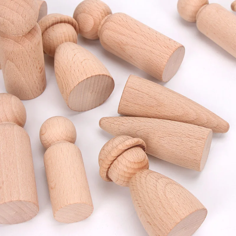 

3pcs Beech Wooden Dolls Handmade Painting Loose Parts DIY Painting Wood Honeycomb Mushrooms Cones Droplets Acorns Creative Toy