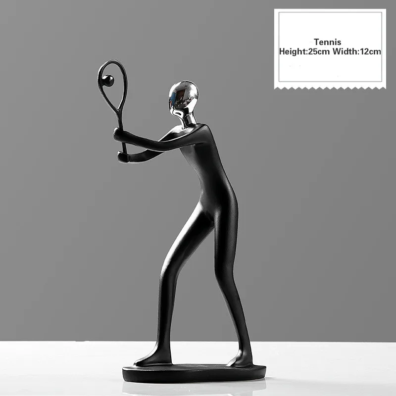 Tennis Смола мульти-действие украшения простые Фигурки Человека Футбол велосипед Гольф миниатюры гитары саксофон Home Deoration E - Цвет: Tennis
