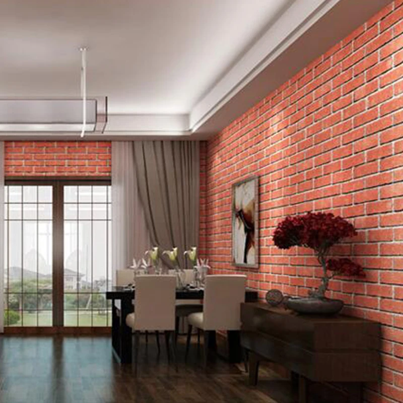 Нетканые обои 3D кирпичный узор самоклеющиеся в стиле ретро для украшения дома