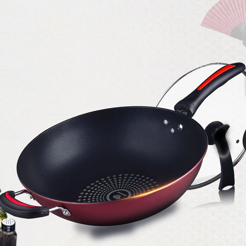 Вок с антипригарным покрытием Плита дома Пособия по кулинарии плоской подошвой и