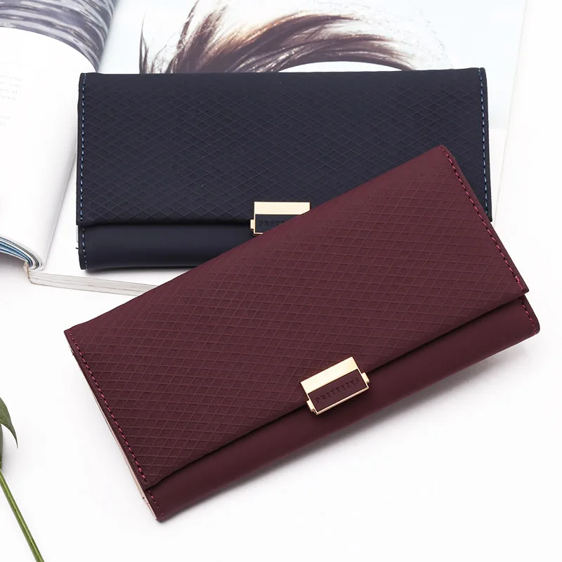 2019 NEW Wallet Female Rhombus PU leather grain Women Wallets Hasp Coin Purse Long Fashion Card Holder CY-49 | Багаж и сумки