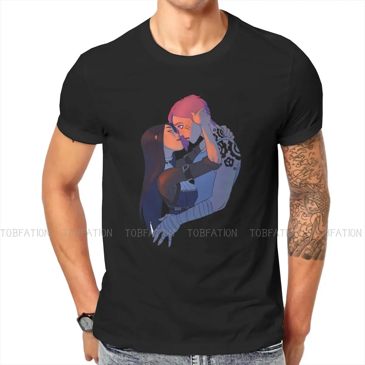 

Arcane League of Legends LOL Anime Crewneck TShirts Caitlyn Vi Print Homme T Shirt New Trend Tops Size S-6XL