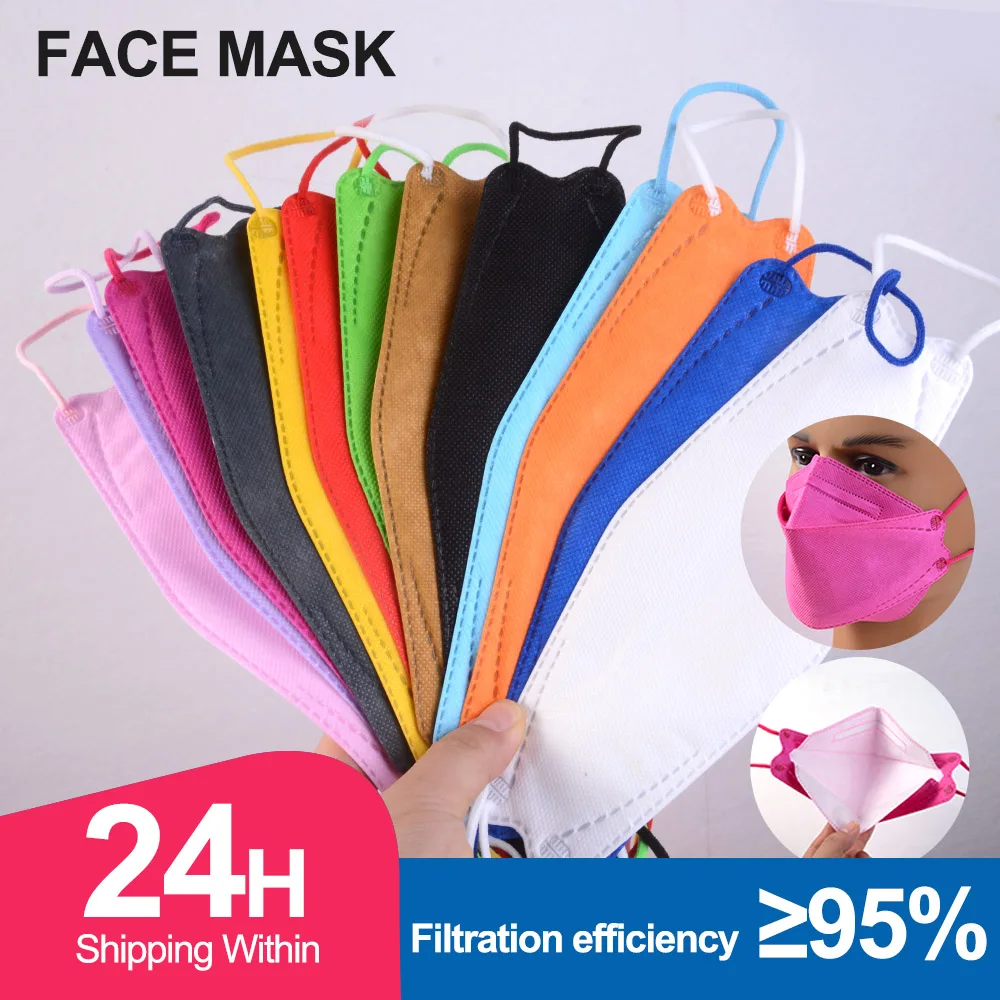 

5-100 Piece Adult Fish FFP2 Mascarillas KN95 Mouth Mask CE Dustproof Respirator Filter masks ffp2 Protective fish Face Masken