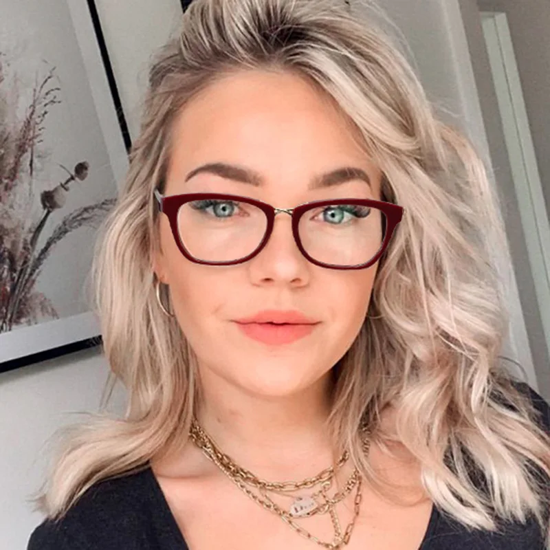 

WackSaria очки Women Glasses Frame Metal Super Light Weight Spring Legs All Match Transparent Lens Vintage Fashion