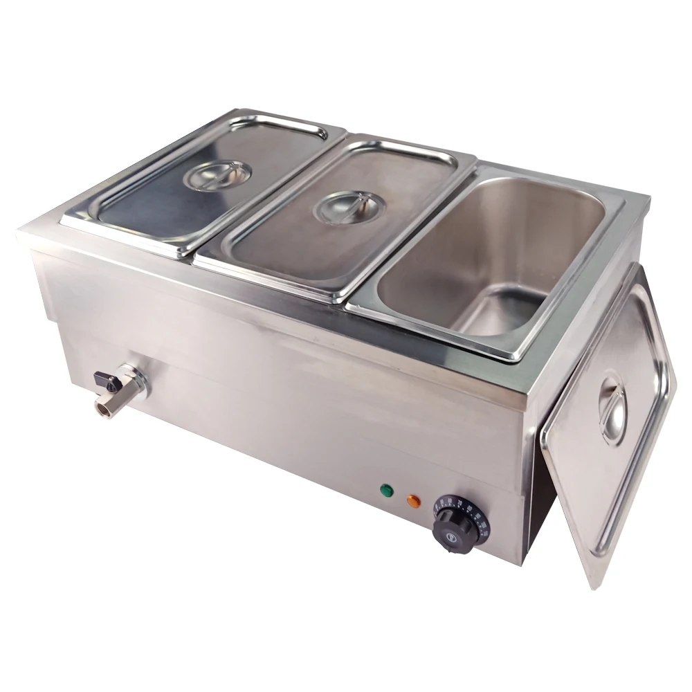 Buffet Electric Bain Marie Best Price Table Top Keep Warmer Machine Commercial With 3 Pan Soup Pool |