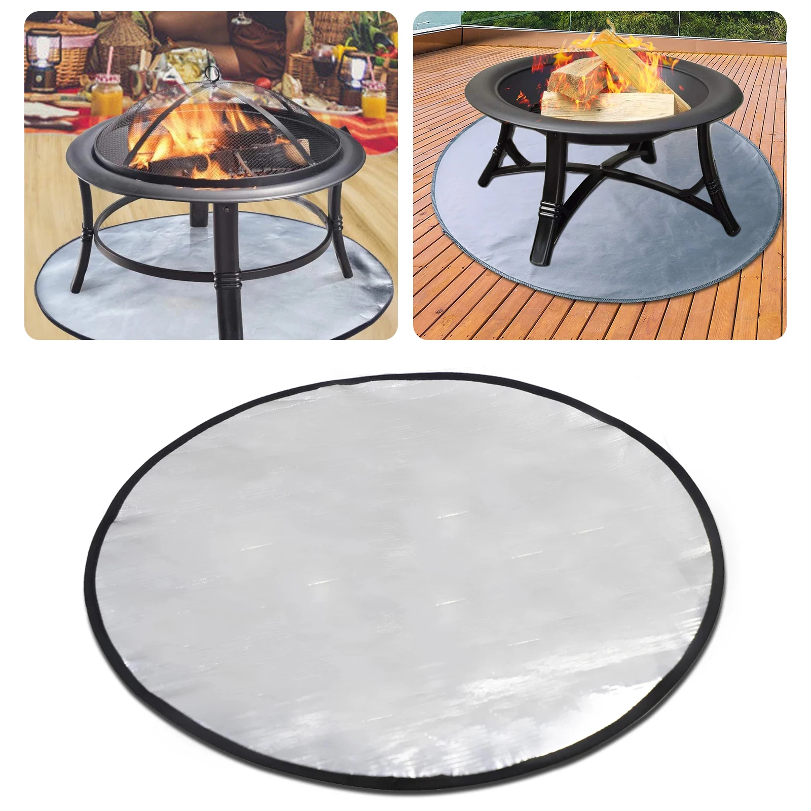 

36 Inch Fireproof Mat Fire Pit Mat Fire Pit Pad Deck Protector Great For Deck Fireproof Cloth Outdoor Camping Barbecue Terrace