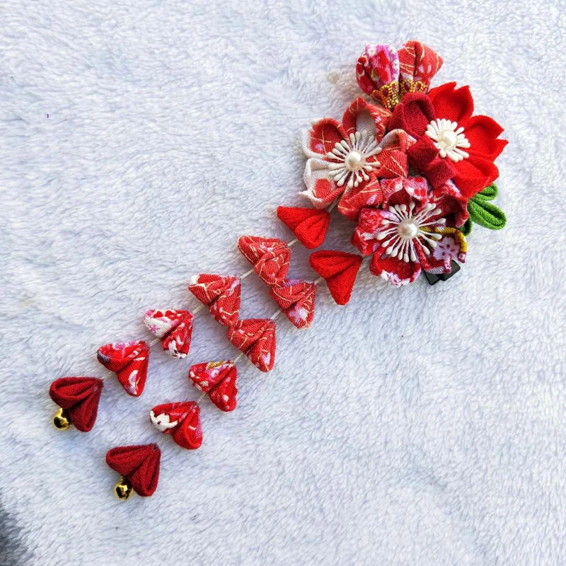 Шпилька для волос ручной работы в японском стиле с кисточками сакуры аксессуары