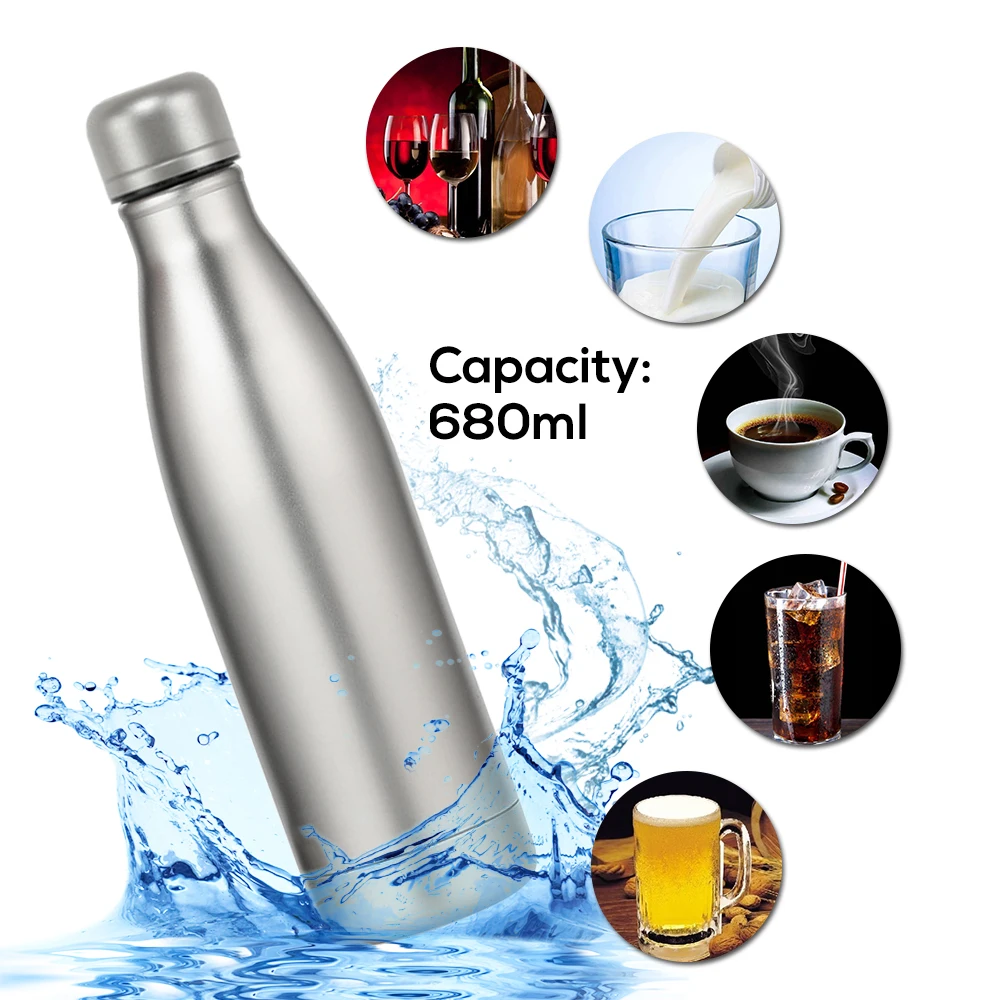 Fiyat Lixada 550ml / 680ml Titanyum Su şişesi Hafif Açık Spor şişesi Kamp Yürüyüş Bisiklet Sırt çantası