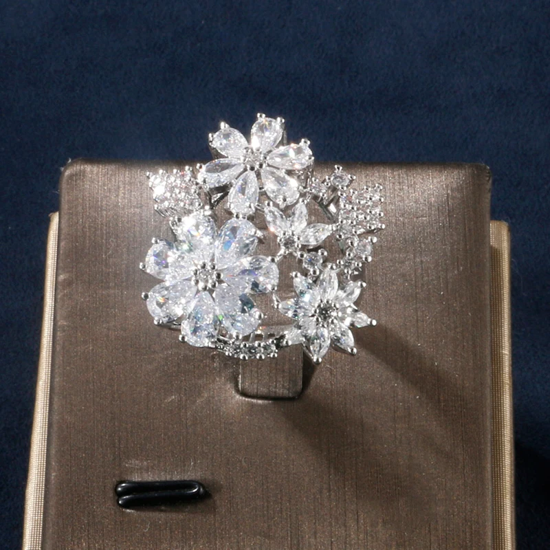 RAKOL роскошное модное Хрустальное свадебное кольцо с цветами высокого качества