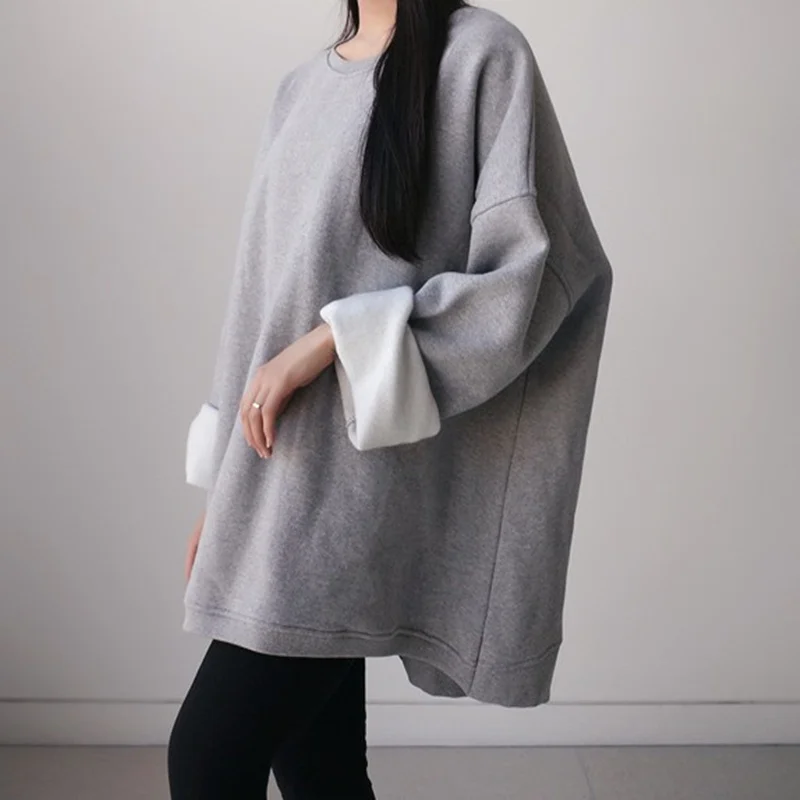

SuperAen Spring and Autumn New Solid O Cloak Loose Plus Size Batwing Sleeve Casual Fashion Sweatshirt Women