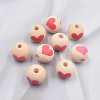 20pcs new diy heart shaped wooden beads jewelry accessories 16mm colorful valentines day love wooden beads loose beads