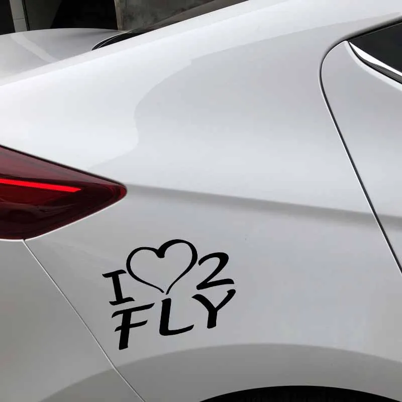 YJZT 15.2CM*11.8CM Creative Words I Love Flying Vinyl Decal Lovely Car Sticker Beautiful Black/Silver C27-1096 | Автомобили и