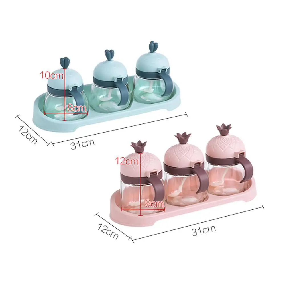 

1 Set Glass Seasoning Box Kitchen Seasoning Bottle Combination Set Household Salt Shaker Seasoning Jar