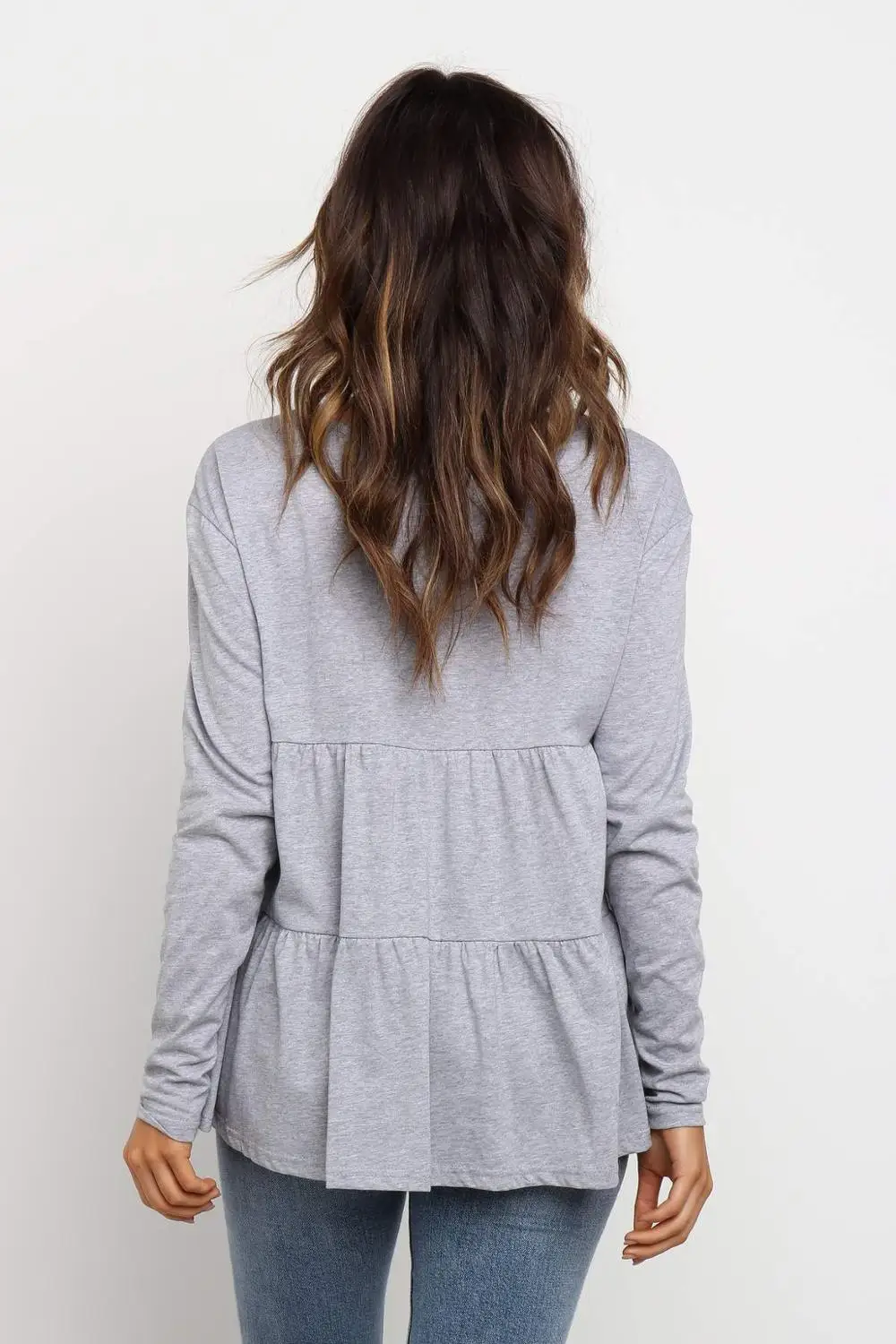 Модные Повседневные новые женские осенние однотонные топы со сращением 2021