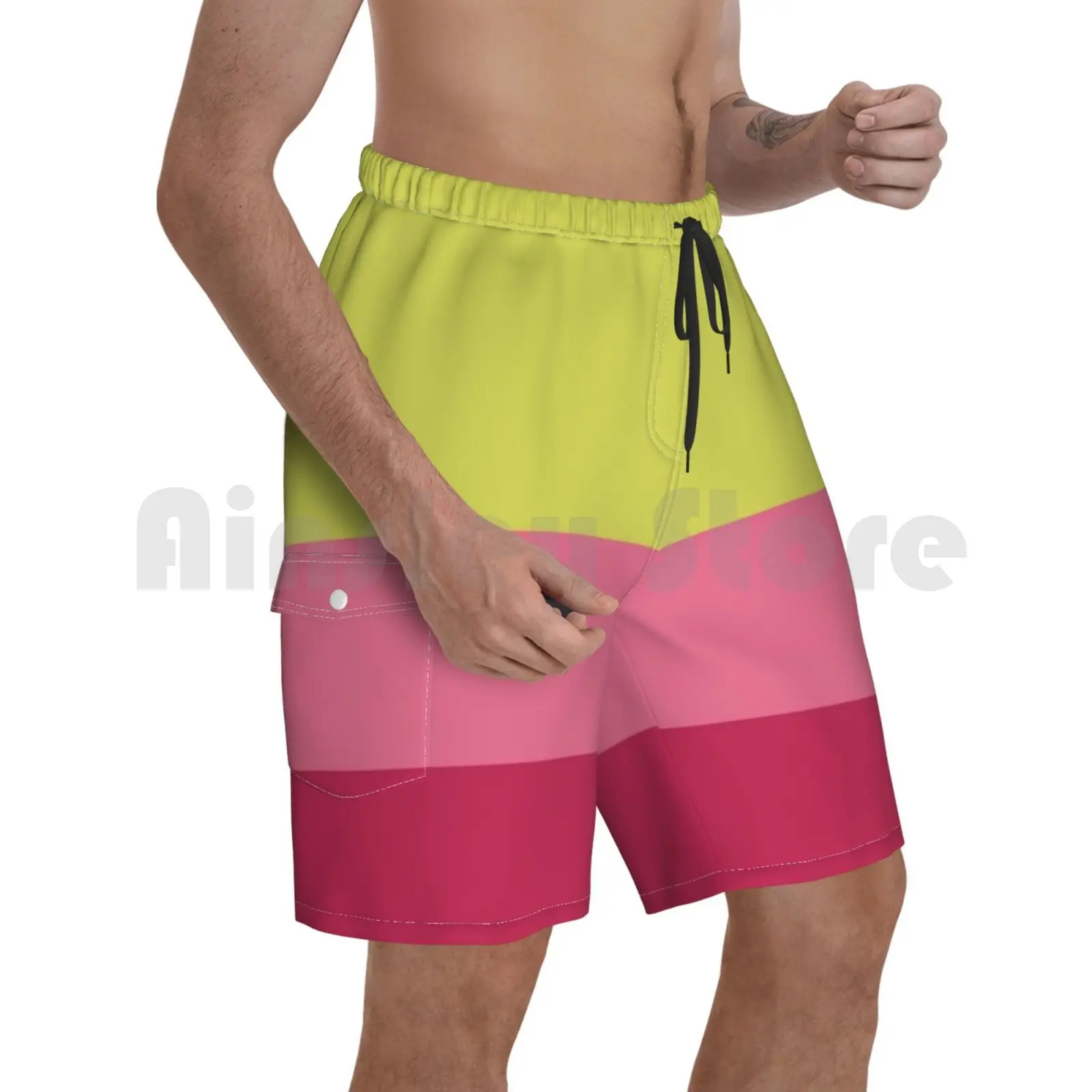 

Пляжные шорты полосатые с узором фиолетовые и лимонные оттенки полосатые