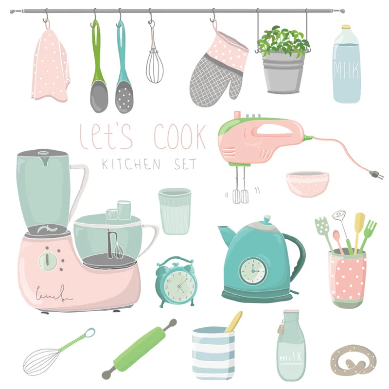 

Cartoon Pattern Wall Stickers Kitchen Stove Cabinet Restaurant Waterproof Oil Proof Home Decor Tile Decals Murals Wallpaper PVC
