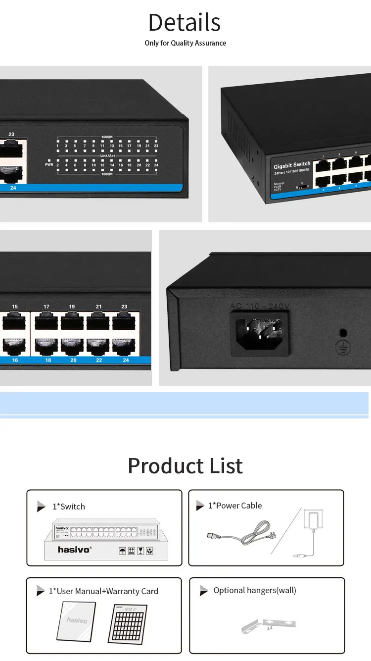 24 порта RJ45 Lan коммутатор Ethernet Gigbit коммутатор с 24 RJ45 порт gigabit коммутатор для ip-камеры ap беспроводной