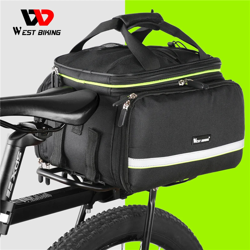 WEST BIKING 3 in 1 Waterproof Bike Trunk Bag MTB Road Bicycle Bag Large Capacity Travel Luggage Carrier Saddle Seat Panniers