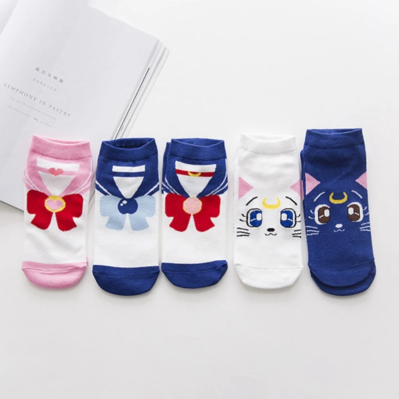 Носки женские хлопковые спортивные с вышивкой из мультфильма Сейлор Мун 1 пара |