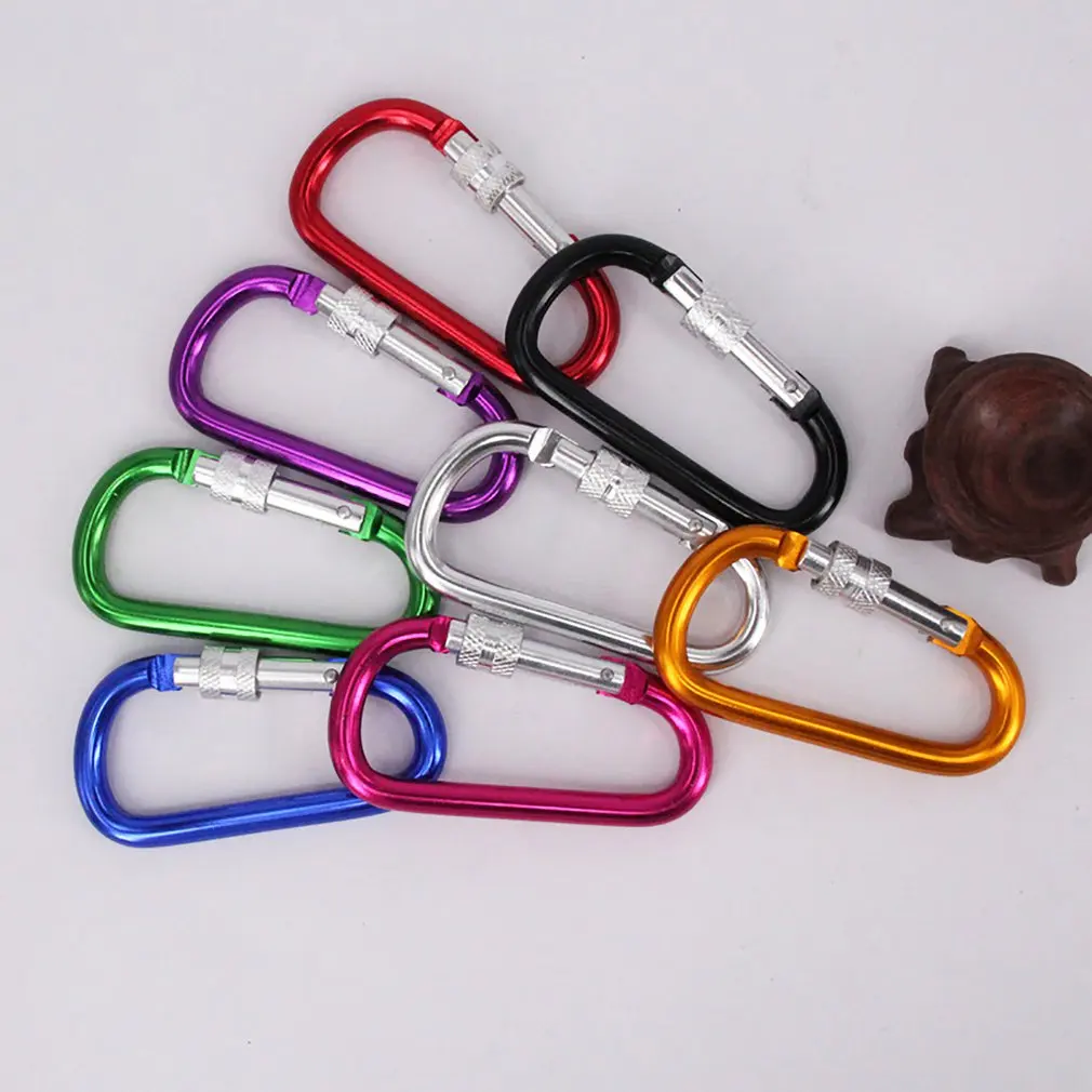 

D-Lock Aluminum Alloy Carabiner Outdoor Safety Buckle Color Thread Lock Fashion Professional