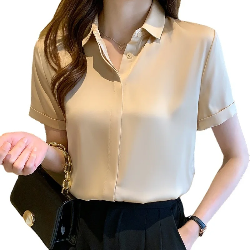 

Short-sleeved Shirt Women 2021 Summer New Design Sense Niche Shirt All-match Light Mature Fashion Temperament Wn*