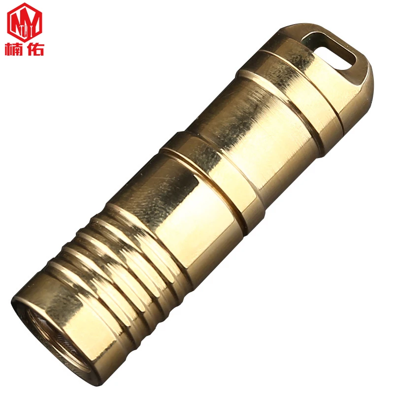 

LED MINI Brass Tactical Keychain Portable Strong Light Flashlight 1PCS USB Rechargeable Waterproof Flashlight