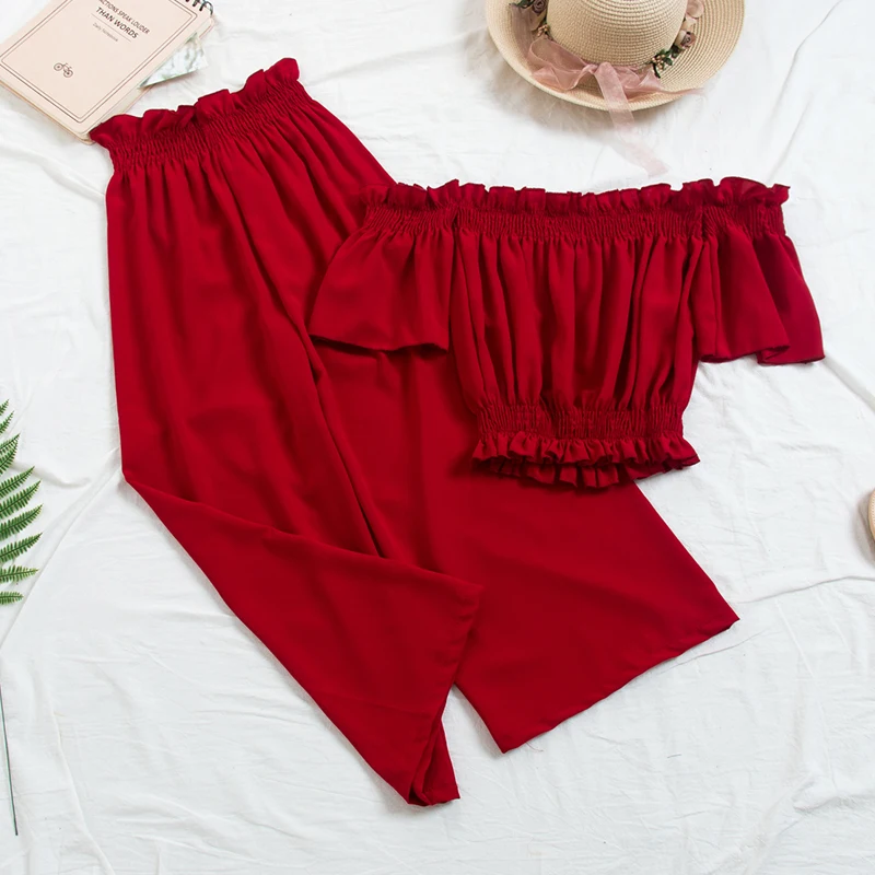 Женский комплект одежды из двух предметов топ в складку и плиссированные штаны с