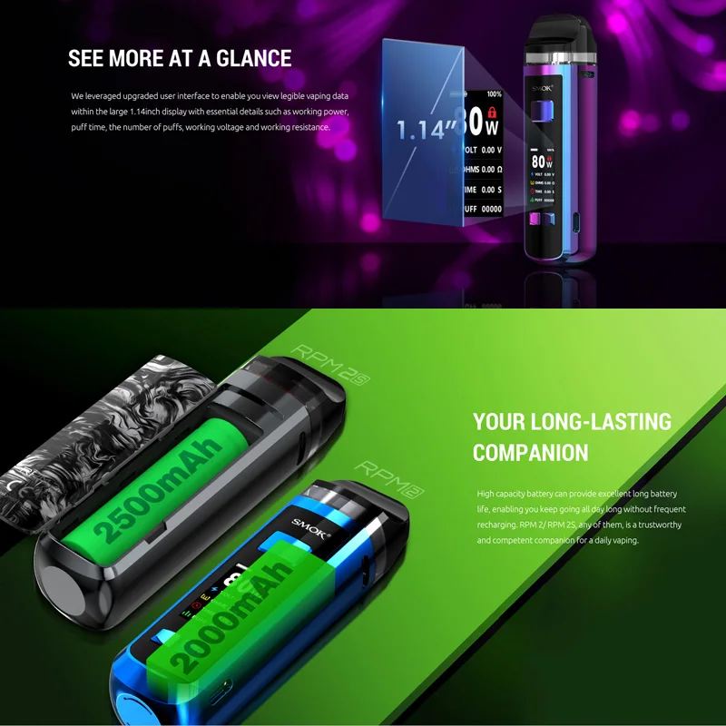 SMOK оригинальный RPM 2 2S vape комплект с 7ml pod картридж и сетка MTL катушки 2000mah батарея 80W