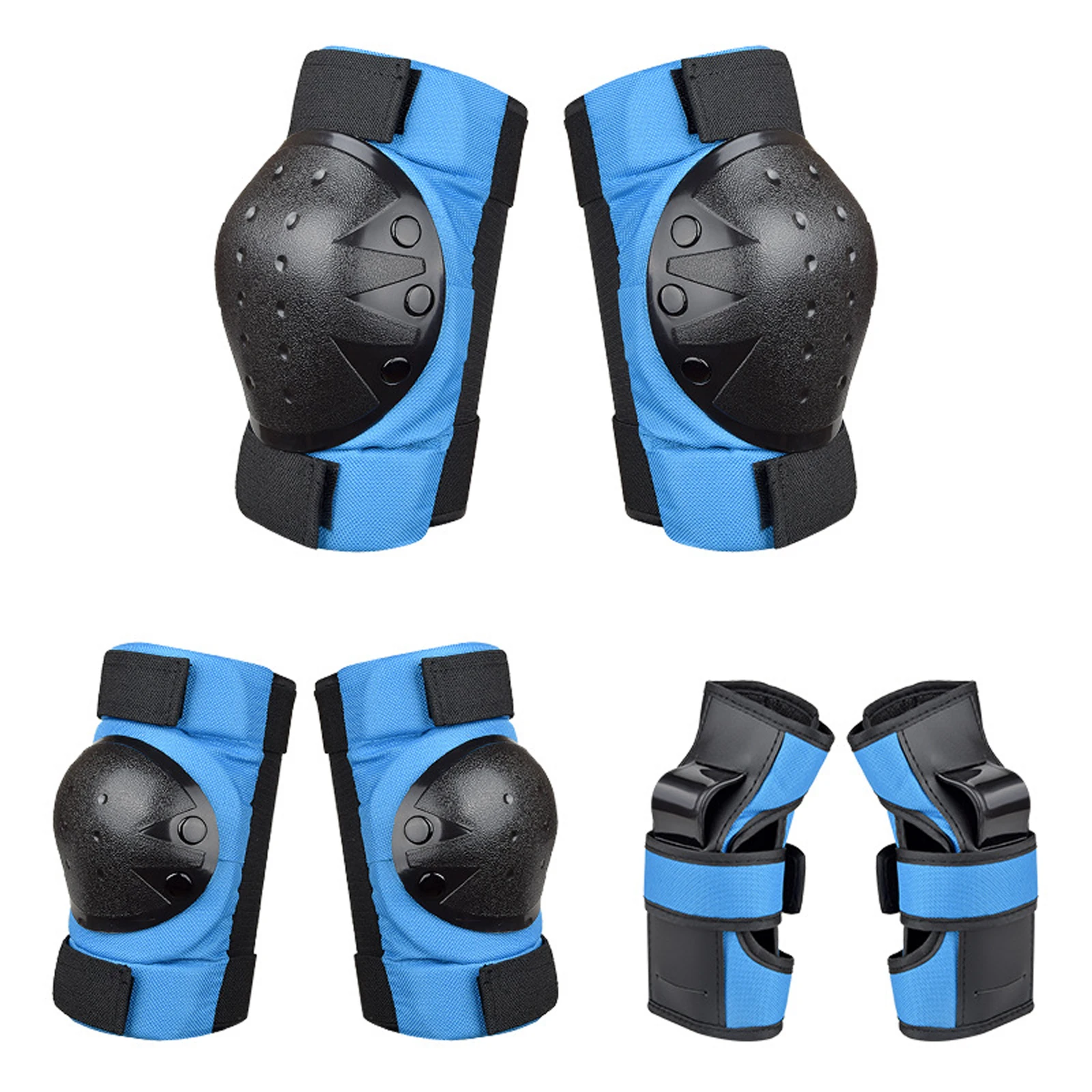 

6 Pcs Children Protective Gear Sets Adults Knee Pads + Elbow Pads + Palm Guards for Skateboarding Cycling
