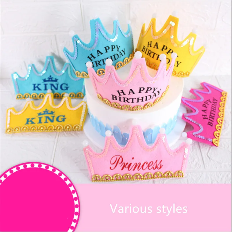 

Luminous birthday hat led luminous crown hat five lights felt headband hat cake card party holiday hat