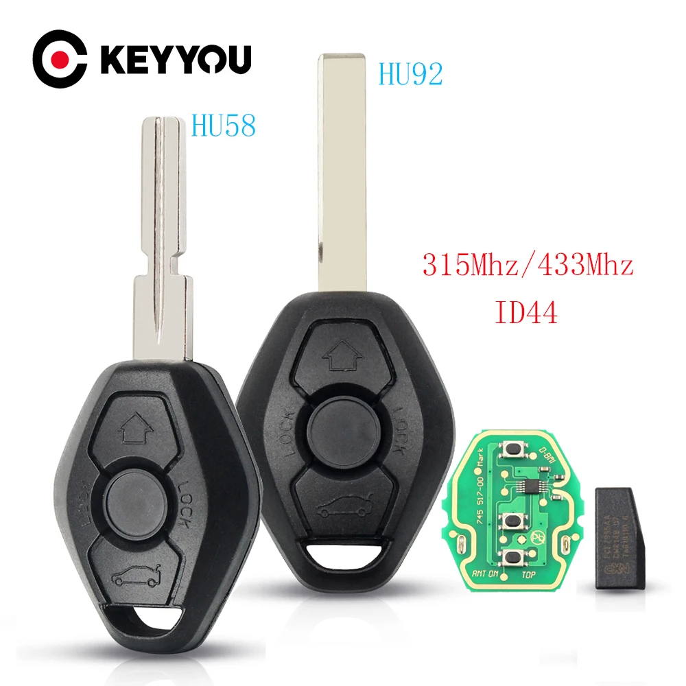 

KEYYOU 315/433 МГц ID44 чип Автомобильный Дистанционный ключ для BMW E38 E39 E46 X3 X5 Z3 Z4 Серия 1/3/5/7 БЕСКЛЮЧЕВОЙ вход передатчик система EWS