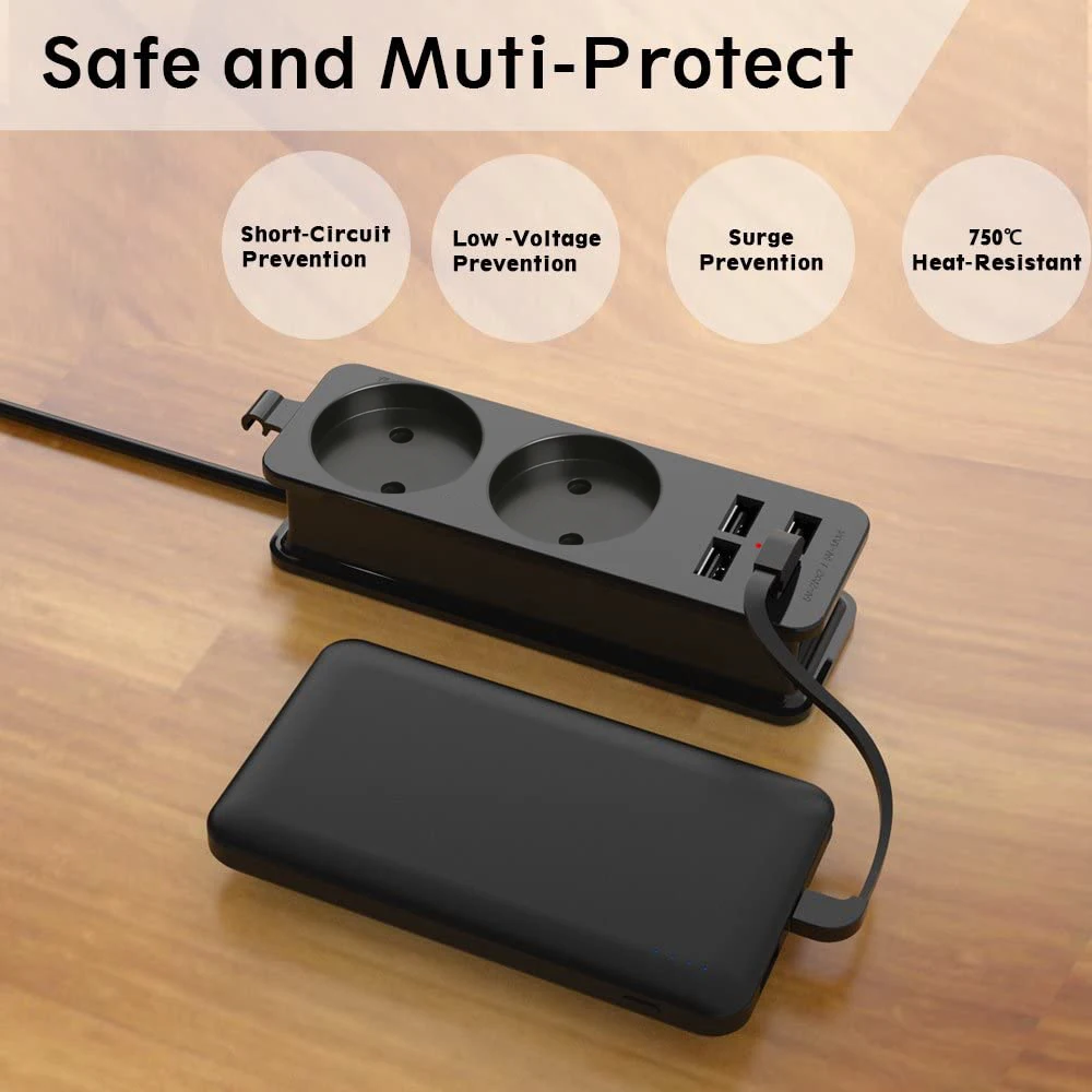 Удлинитель с европейской вилкой и 4 USB-портами 1 5 м |
