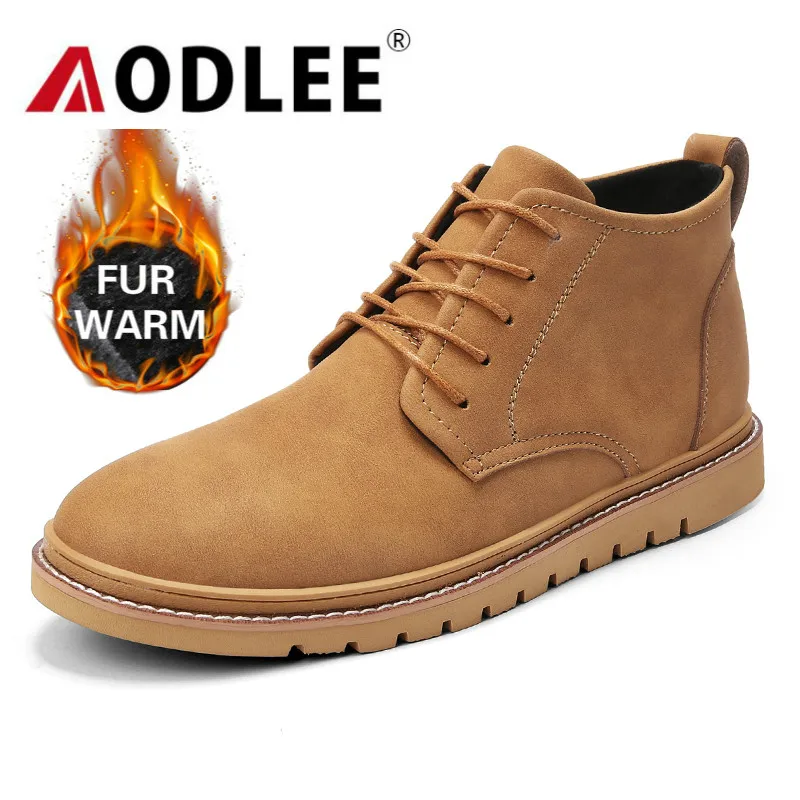 Зимние мужские ботильоны теплые зимние ботинки с плюшевым мехом повседневные