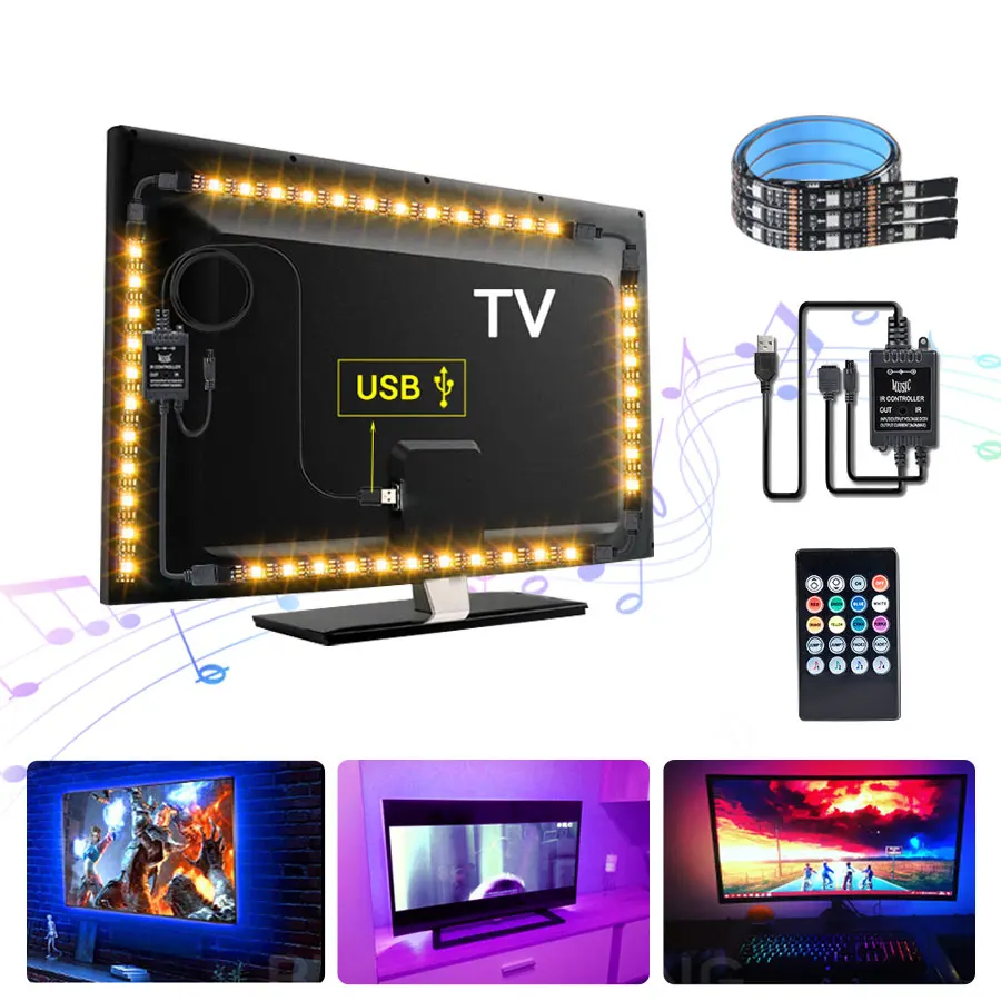 Светодиодная лента RGB для подсветки телевизора водонепроницаемая светодиодная