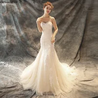 2020 Designer Sexy Mermaid Lace Wedding Dresses Shiny Beading Belt Bling Dress Champagne Robe De Mariage Real Images