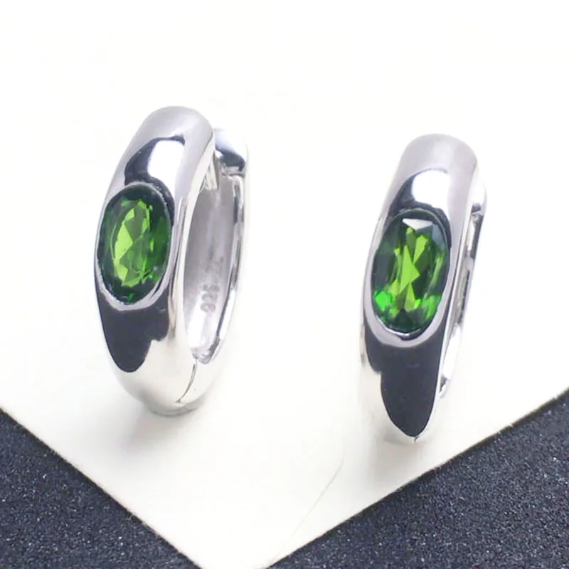 Женские серьги из серебра CSJ натуральный хром диопсид вечерние ювелирные