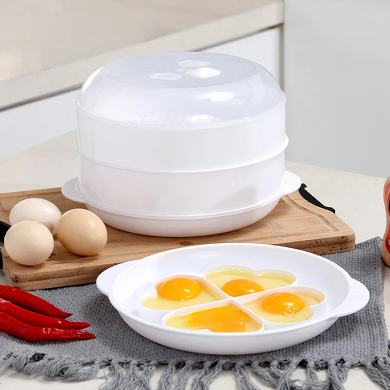 

Plastic Steamed Egg Tray Round Children'S Love Heating Steamed Egg Boiled Egg Tray Special Steamer For Microwave Oven