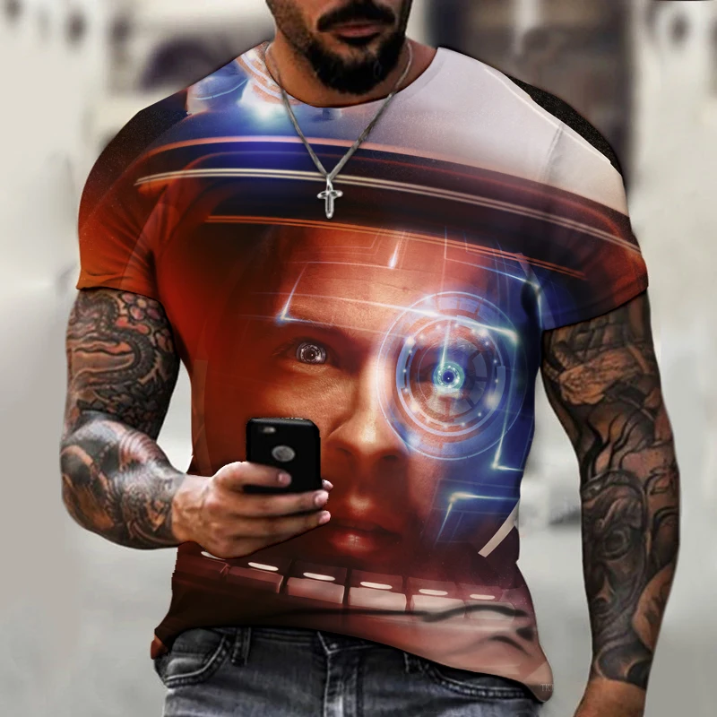 

Harajuku Alien Galaxy T-shirt Interesting Personality Men's T-shirt Summer Fashion 3d Tops Cool Science Novelty Style Tops
