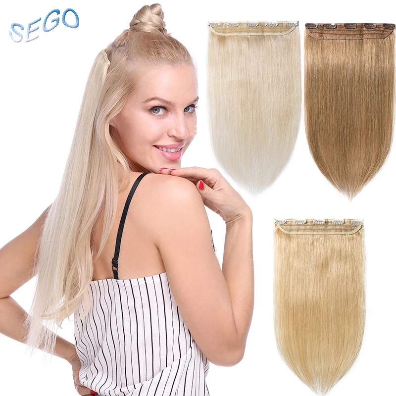 SEGO "-24" 40 г-60 г прямые человеческие волосы для наращивания на заколках чистый и фортепианный цвет волосы на заколках человеческие волосы для наращивания 1 p/w 5 клипов