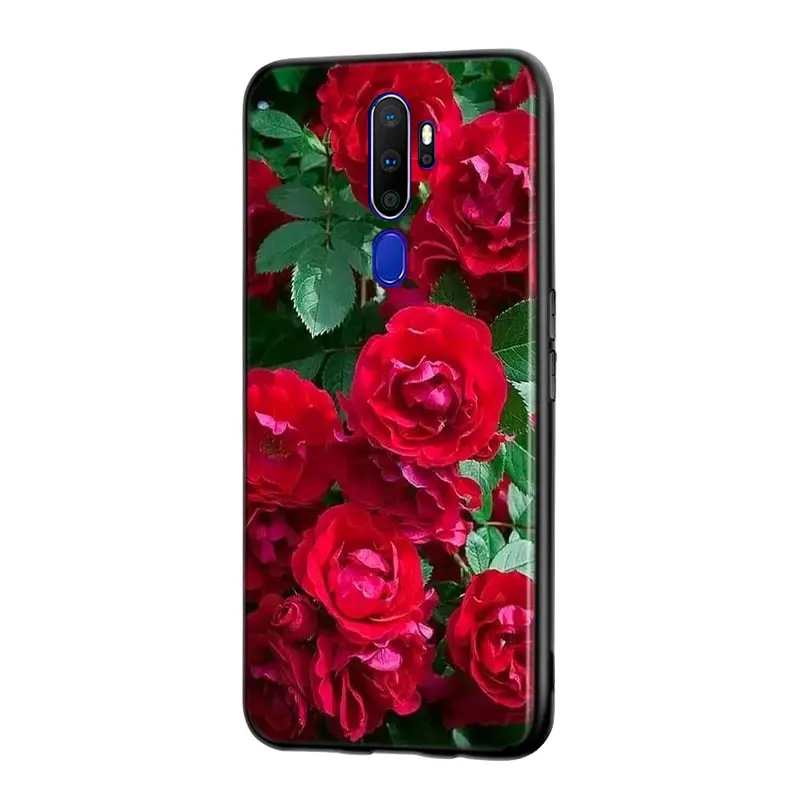 Красивые красные розы для OPPO Reno 5 4Z 4SE 4F 4 3 ACE 2F 2Z 2 Z 10X zoom A PRO Plus Lite Φ 4G черные мягкие -