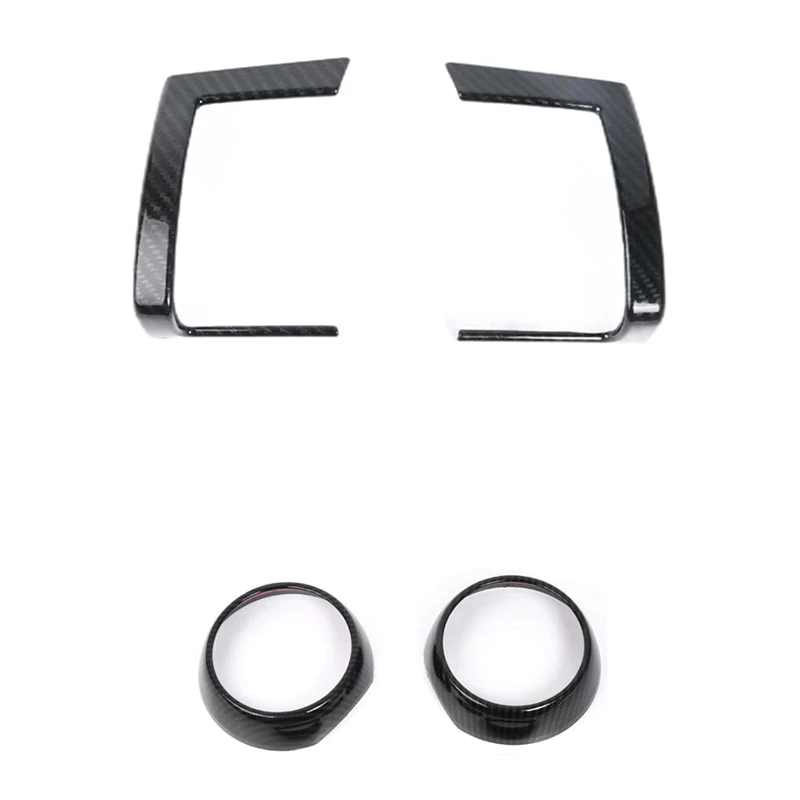 

2Pcs Car Middle Vent Cover Sticker Housing Interior Outlet Frame & 2Pcs Car Dashboard Side Air Vent Decoration Ring