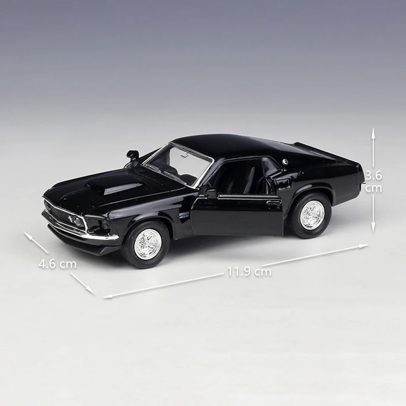 Welly 1:36 оригинальная коробка 1969 Mustang Boss 429 черный купе Тяговая обратная машина