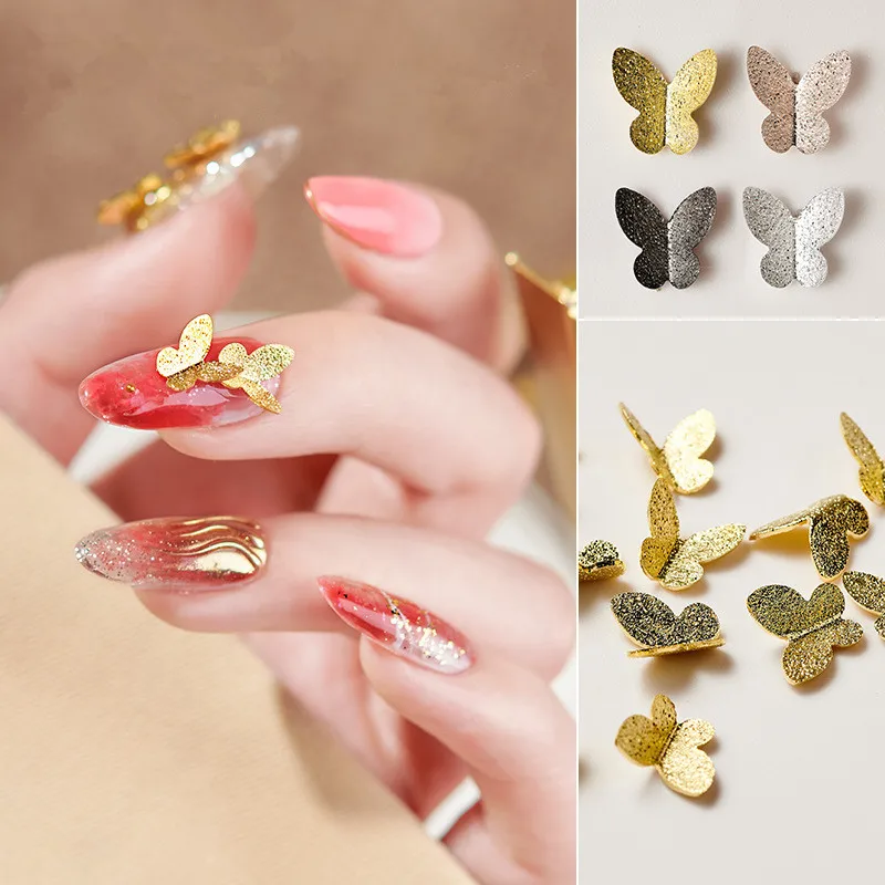 

Высокое качество Мода Шарм Дизайн ногтей трехмерный металлический бант матовый золотой маленький Бабочка DIY украшения для ногтей
