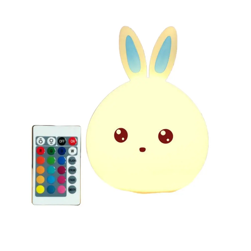 Силиконовый светодиодный ночсветильник для детей лампа в виде кролика с