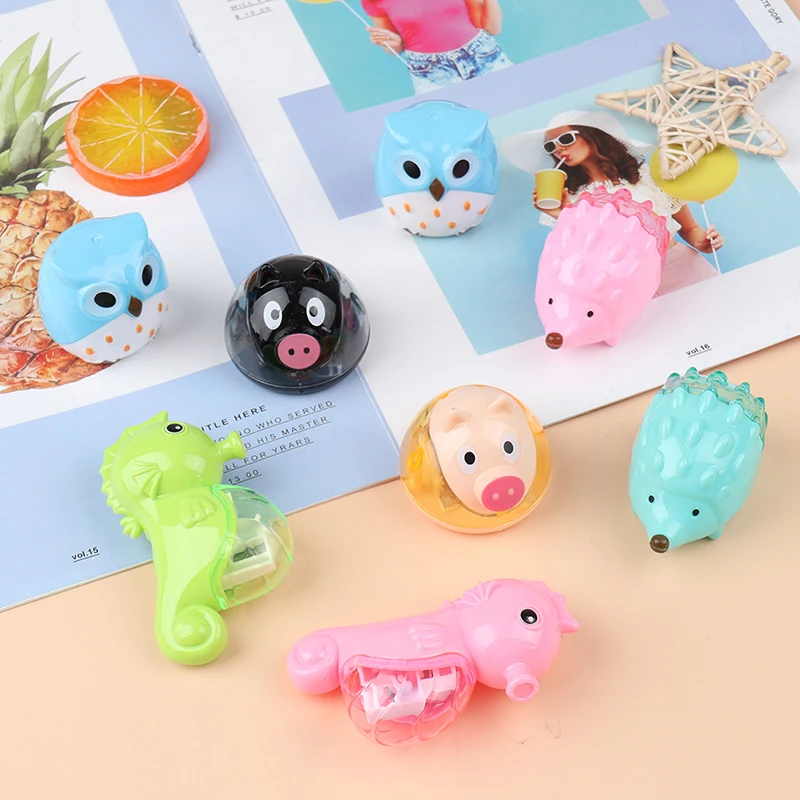 

Cartoon Animal Shape Double Hole Plastic Pencil Sharpener For School Kids Students Random Color Support Pen Tool