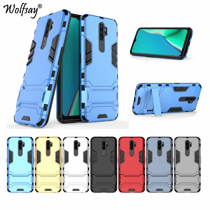 wolfsay for cover oppo a5 2020 case oppo a5 2020 shockproof hybrid stand silicone armor back case for oppo a5 2020 phone cover free global shipping