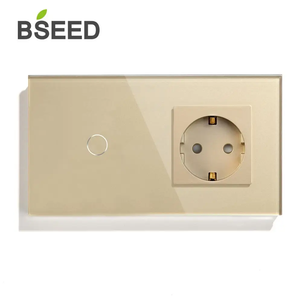BSEED, 1 комплект, 2 комплекта, 3 комплекта, 1 способ, 2 способа, сенсорный выключатель, стандарт ЕС, розетка с черным, белым, золотым, кристальным стеклом, панельные переключатели