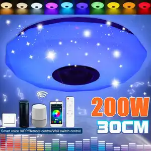 200W RGB LED Music Ceiling Light bluetooth Speaker Lamp Home Party Bedroom 170-265V Remote Dimmable+APP Smart Colorful Light