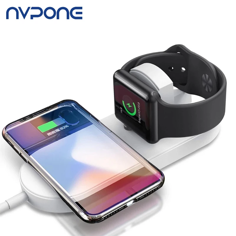 Беспроводное зарядное устройство 2 в 1 для Apple watch 3 Qi iPhone X 8 Plus Samsung S9 S8 note